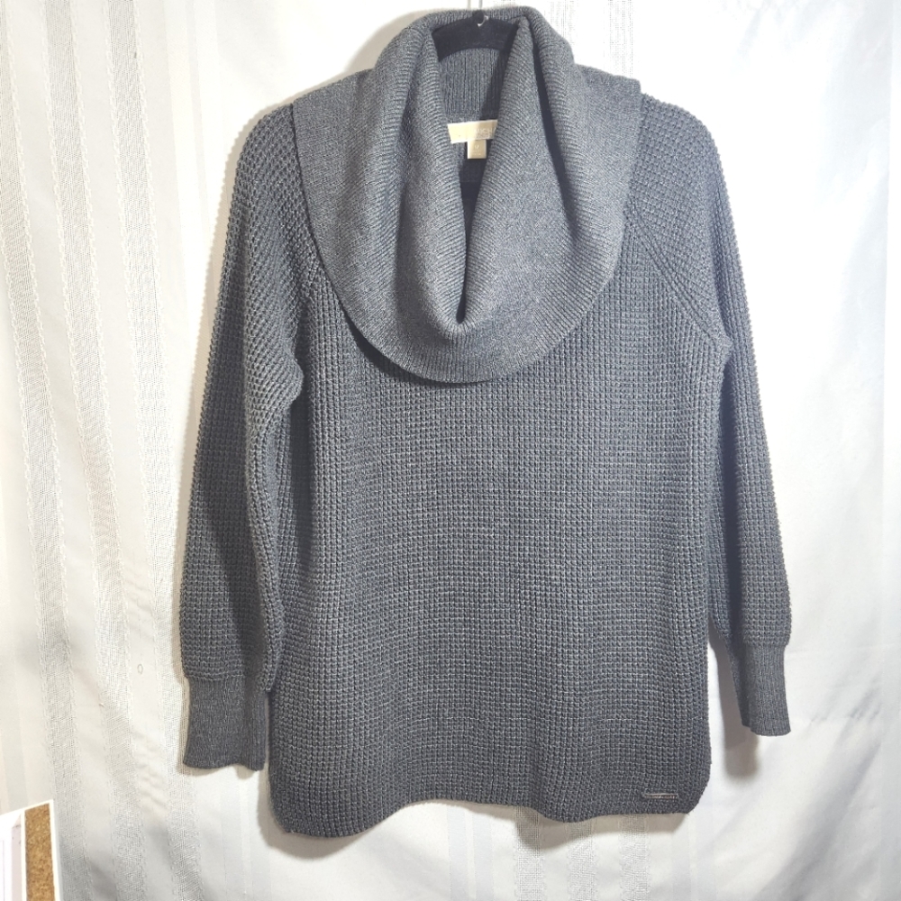 MICHAEL KORS  GRAY CASUAL WAFFLE KNIT COWL NECK SWEATER SIZE MEDIUM